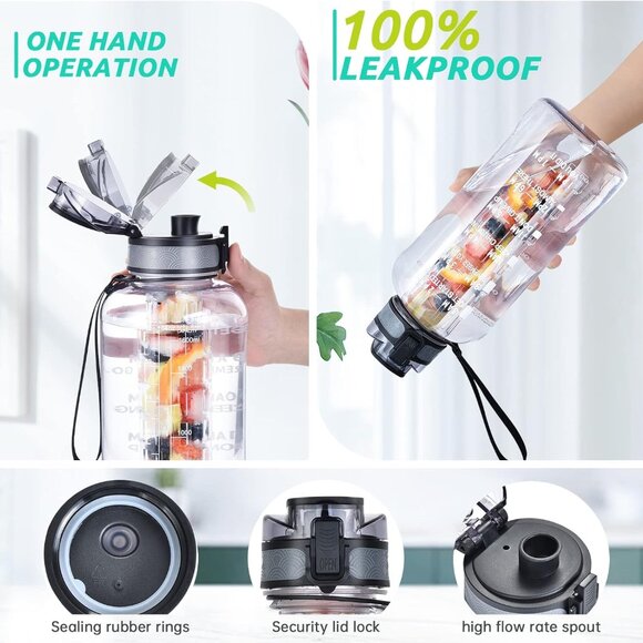 Fruit Infuser Water Bottle - 68 OZ Leakproof Plastic Infusion Bottle With Straw - Picture 3 of 7